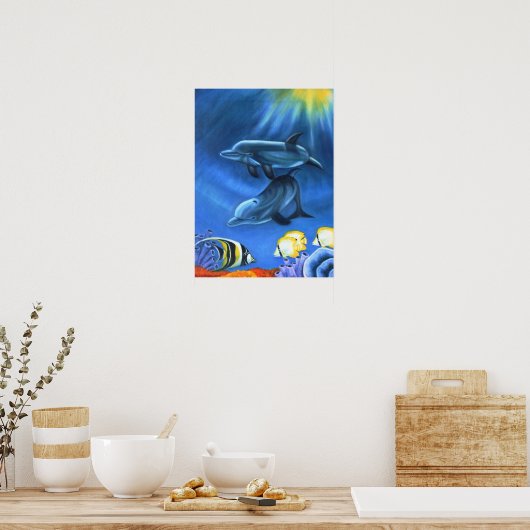 Dolfijnen in het Poster Ocean II (Keuken)