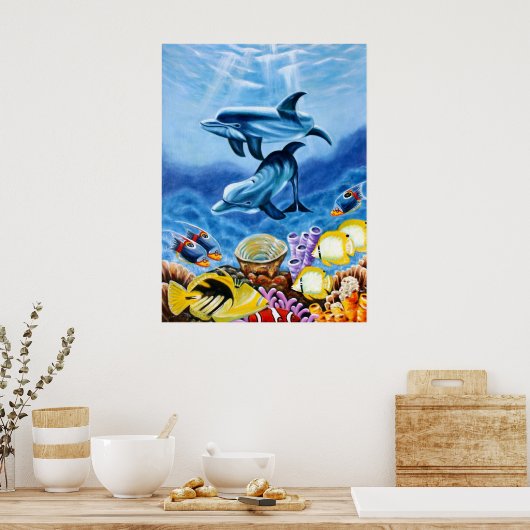 Dolfijnen in het Poster van de oceaan (Keuken)