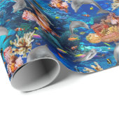 Dolfijnen in het tropisch koraalrif in de oceaan cadeaupapier (Rol Hoek)