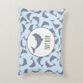 Dolfijnen in het Zee Patroon Accent Kussen (Achterkant (Verticaal))