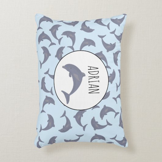 Dolfijnen in het Zee Patroon Accent Kussen (Voorkant(Verticaal))