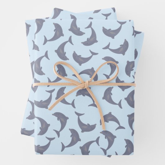 Dolfijnen in het Zee Patroon Inpakpapier Vel (In situ)