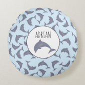 Dolfijnen in het Zee Patroon Rond Kussen (Voorkant)
