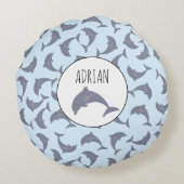 Dolfijnen in het Zee Patroon Rond Kussen (Achterkant)