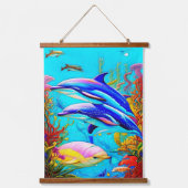 Dolfijnen in oceaan met een prachtig koraalrif-ont hangend wandkleed (Voorkant)