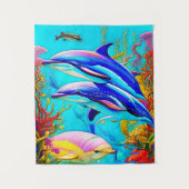 Dolfijnen in oceaan met een prachtig koraalrif-ont wandkleed (Voorkant)