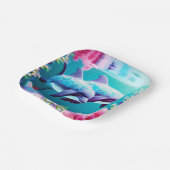 Dolfijnen in oceaanleven met bloemen papieren bordje (Gebogen)