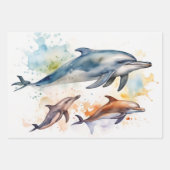 Dolfijnen in Sunset Waterverf Scene Inpakpapier Vel (Voorkant 2)