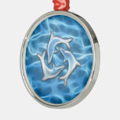 Dolfijnen in water metalen ornament (Links)