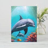 Dolfijnen in Waterverf Feestdagenkaart (Staand voorkant)