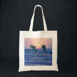 Dolfijnen in zonsopgang tote bag<br><div class="desc">Het evenwicht tussen de mens,  de natuur en de dieren vereist een bewuste inspanning van onze kant. De dolfijn is de houder van de oceanen samen met de walvis.</div>