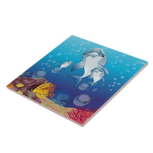Dolfijnen Keramische Tegel Tegeltje (Zijkant)