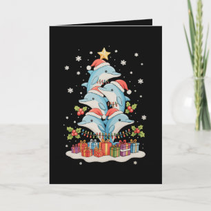 Dolfijnen Kerstboom Kerstman Kerstlichten Vakantie Kaart