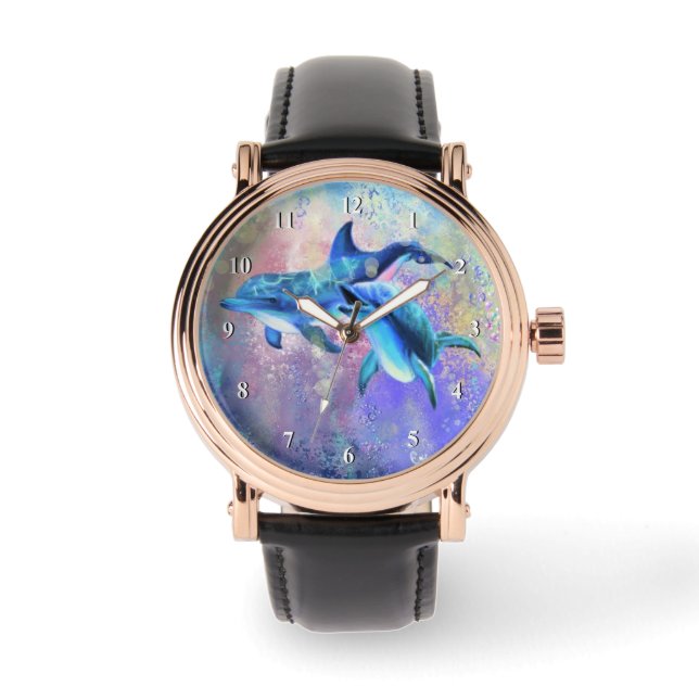 Dolfijnen Koppel Horloge (Voorkant)