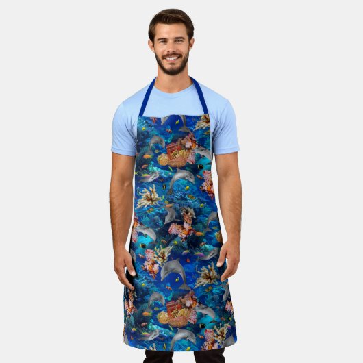 Dolfijnen Koraalrif onderwater Schort (Gedragen)