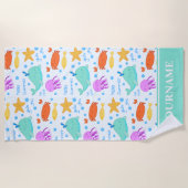 Dolfijnen, krabben, octopus en zeesterren aangepas strandlaken (Voorkant)