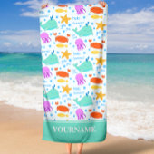 Dolfijnen, krabben, octopus en zeesterren aangepas strandlaken