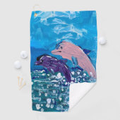 Dolfijnen "Kunst van kinderen" Golfhanddoek (Insitu)
