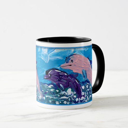 Dolfijnen "Kunst van kinderen" Mok (Voorkant rechts)