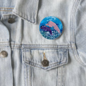 Dolfijnen "Kunst van kinderen" Ronde Button 5,7 Cm (In situ)