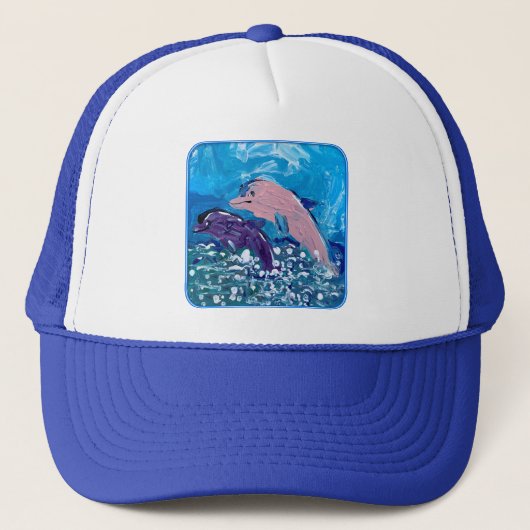 Dolfijnen "Kunst van kinderen" Trucker Pet (Voorkant)