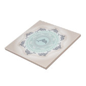 Dolfijnen Mandala Lichtblauw Taupe Tegeltje (Zijkant)