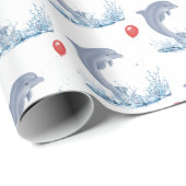 Dolfijnen met een rode ballon cadeaupapier (Rol Hoek)