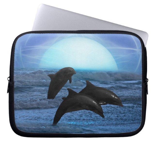 Dolfijnen met maanlicht laptop sleeve (Voorkant)