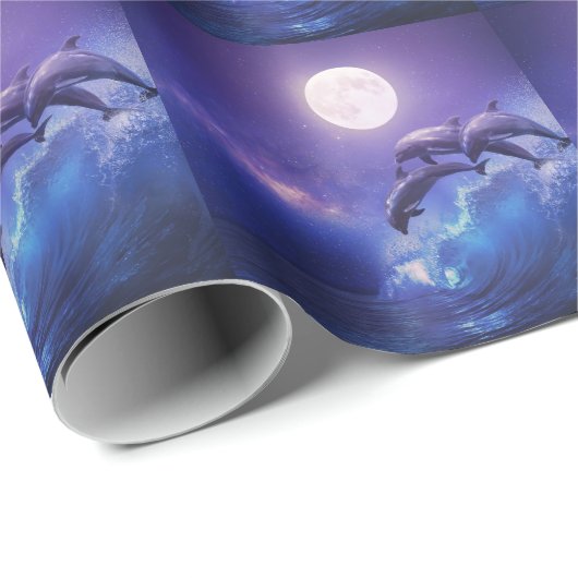 Dolfijnen met maanlicht: Night Ocean Fantasy Cadeaupapier (Rol Hoek)