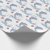 Dolfijnen met rode ballon en bubbels cadeaupapier (Hoek)