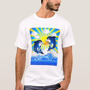 Dolfijnen met Sun toevoegen Naam Tekst personalise T-shirt