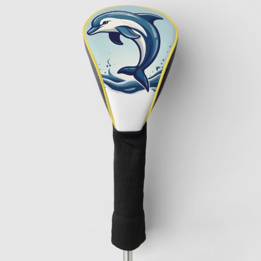 Dolfijnen oceaan golf luxe lederen ontwerp golfheadcover (Voorkant)