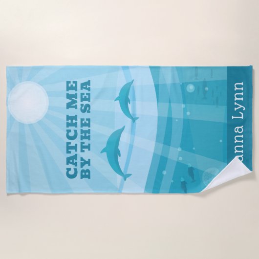 Dolfijnen Oceaan Golven Gepersonaliseerd Strandlaken (Voorkant)