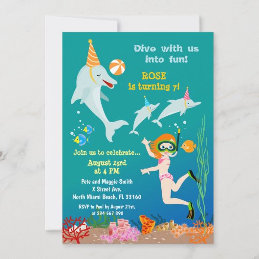 Dolfijnen onder het verjaardagsfeest van het zee m kaart (Voorkant)
