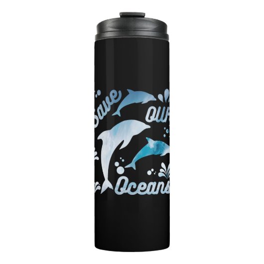 Dolfijnen / onze oceanen redden thermosbeker (Voorkant)