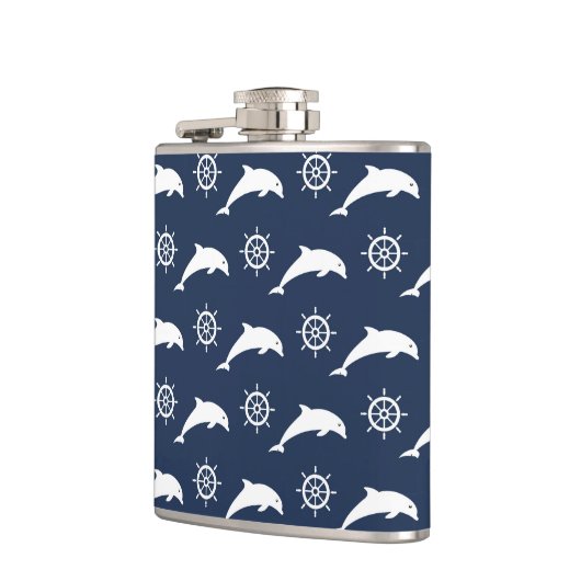 Dolfijnen op het paradepatroon heupfles (Links)