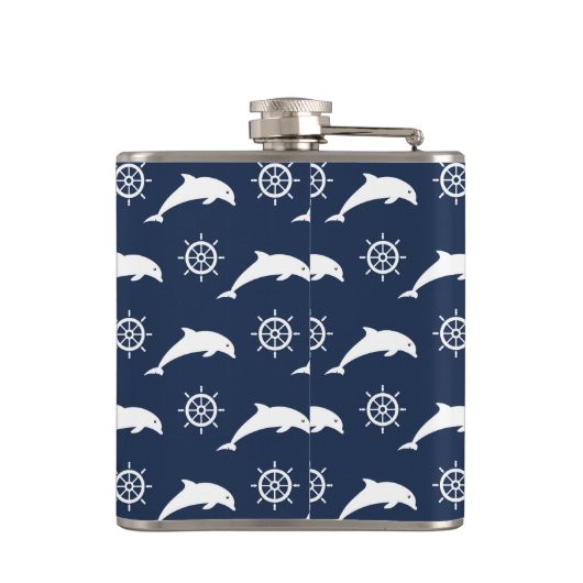 Dolfijnen op het paradepatroon heupfles (Achterkant)