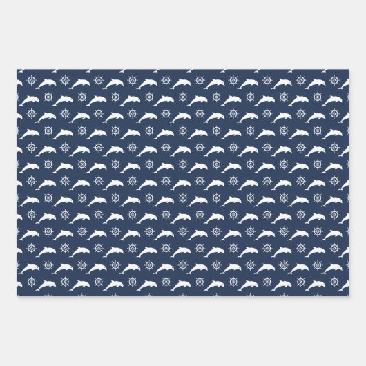 Dolfijnen op het paradepatroon inpakpapier vel (Voorkant 3)