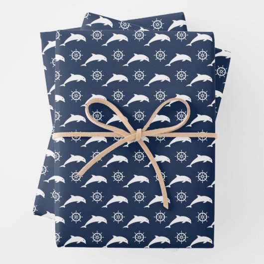 Dolfijnen op het paradepatroon inpakpapier vel (In situ)