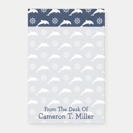 Dolfijnen op het paradepatroon | Jouw namen toevoe Post-it® Notes (Voorkant)