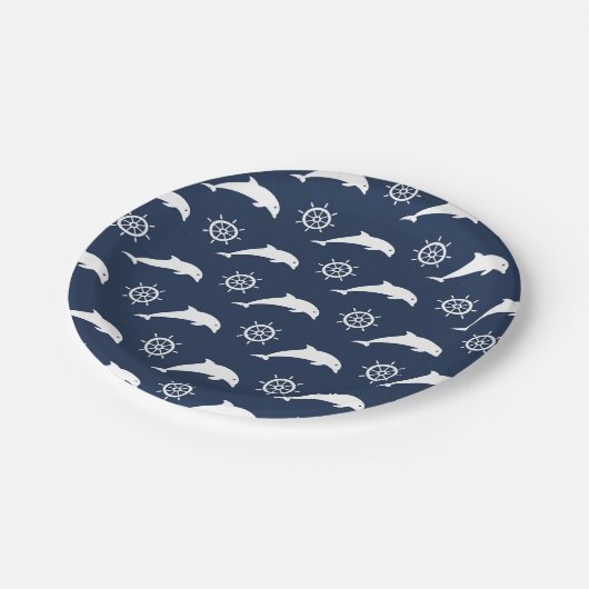 Dolfijnen op het paradepatroon papieren bordje (Gekanteld)