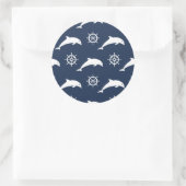 Dolfijnen op het paradepatroon ronde sticker (Tas)