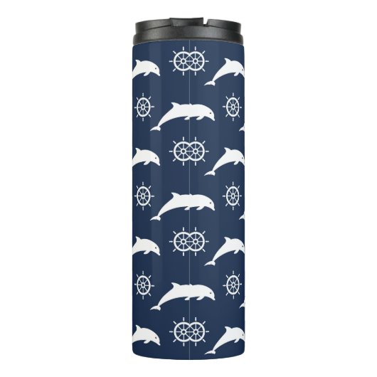 Dolfijnen op het paradepatroon thermosbeker (Achterkant)