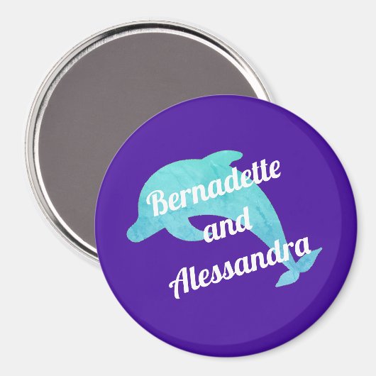 Dolfijnen op Paarse stoomdeurmarker Magneet (Voorkant / Achterkant)