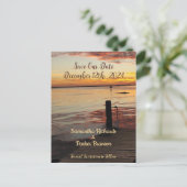 Dolfijnen op Sunset Save Our Date Kaart (Staand voorkant)