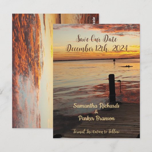 Dolfijnen op Sunset Save Our Date Kaart (Voorkant / Achterkant)