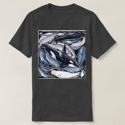 Dolfijnen orcas belugas narwhals en cif t-shirt (Design voorkant)