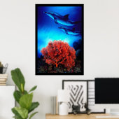Dolfijnen over koralen poster (Thuiskantoor)