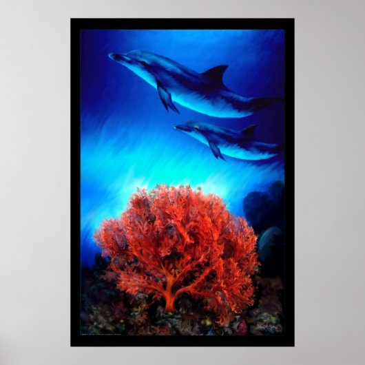 Dolfijnen over koralen poster (Voorkant)