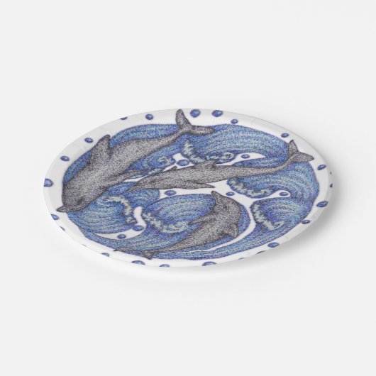 Dolfijnen Papieren Bordje (Gekanteld)